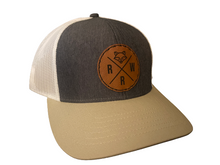 Load image into Gallery viewer, Raccoon River Works Leather Logo Trucker
