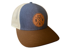 Load image into Gallery viewer, Raccoon River Works Leather Logo Trucker
